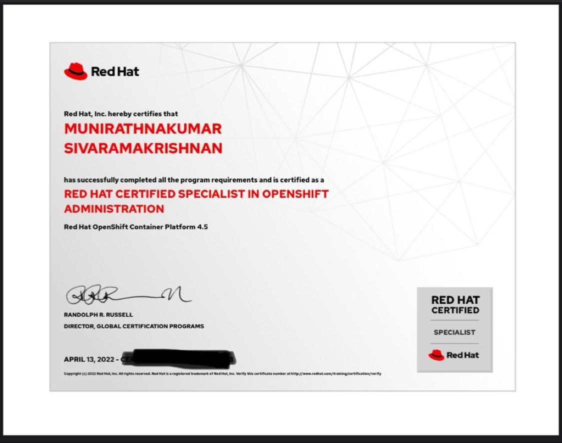 Munirathnakumar Sivaramakrishnan on LinkedIn: My First Redhat Munirathnakumar Sivaramakrishnan on LinkedIn: My First Redhat
