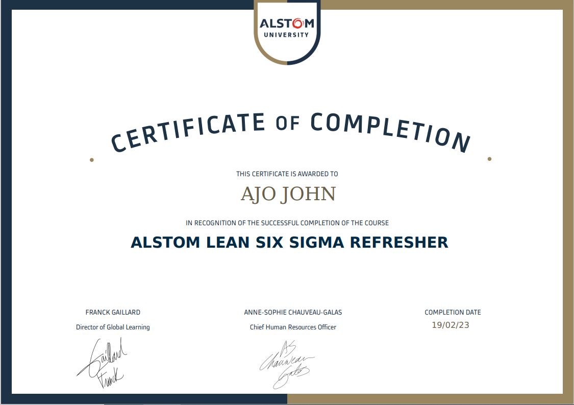 Ajo John on LinkedIn: Refresher Certificate from Alstom after 10 years Ajo John on LinkedIn: Refresher Certificate from Alstom after 10 years