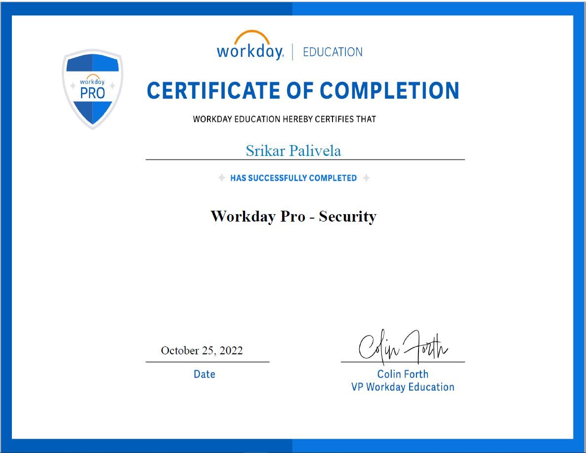 Srikar Palivela on LinkedIn: Completed Workday Pro Security Srikar Palivela on LinkedIn: Completed Workday Pro Security