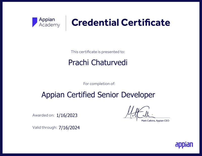 Prachi Chaturvedi on LinkedIn: #appian #renewed #certifications # Prachi Chaturvedi on LinkedIn: #appian #renewed #certifications #