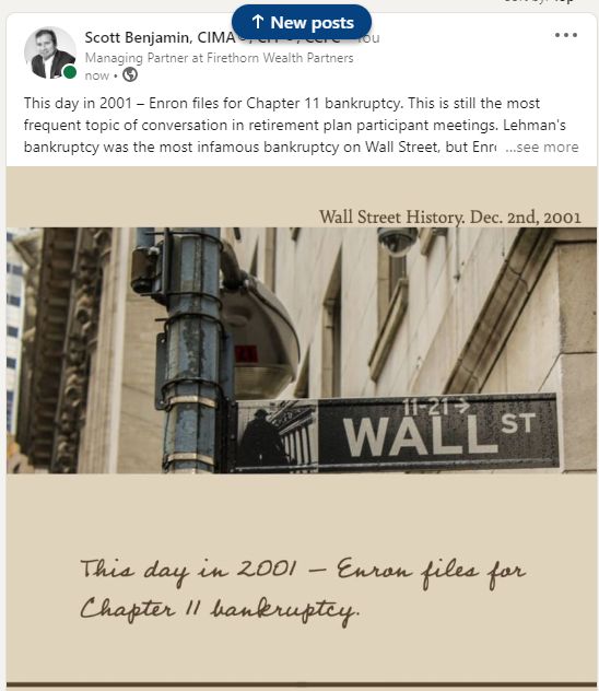 Scott Benjamin CIMA® CFP® CCFC on LinkedIn: This day in 2001 Enron Scott Benjamin CIMA® CFP® CCFC on LinkedIn: This day in 2001 Enron
