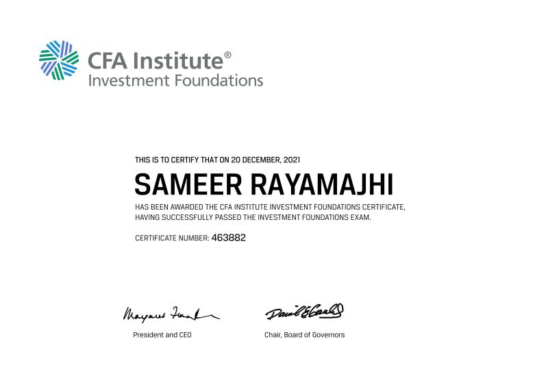 Sameer Rayamajhi on LinkedIn: Received by CFA Investment Foundation Sameer Rayamajhi on LinkedIn: Received by CFA Investment Foundation