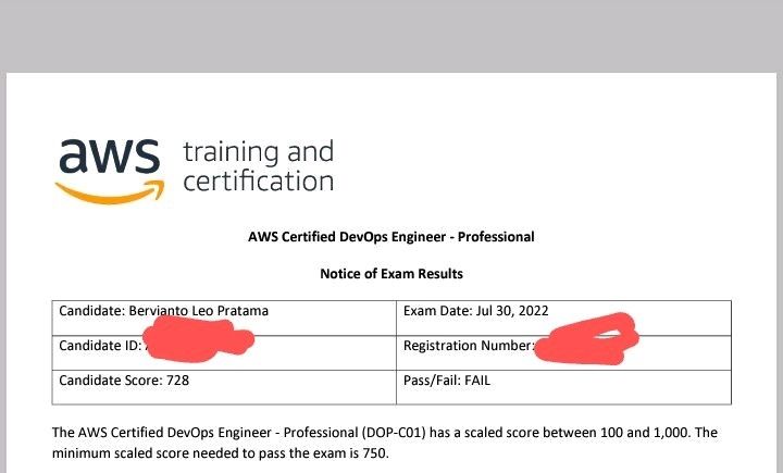 Bervianto Leo P on LinkedIn: I failed in AWS DevOps Exam last month Bervianto Leo P on LinkedIn: I failed in AWS DevOps Exam last month