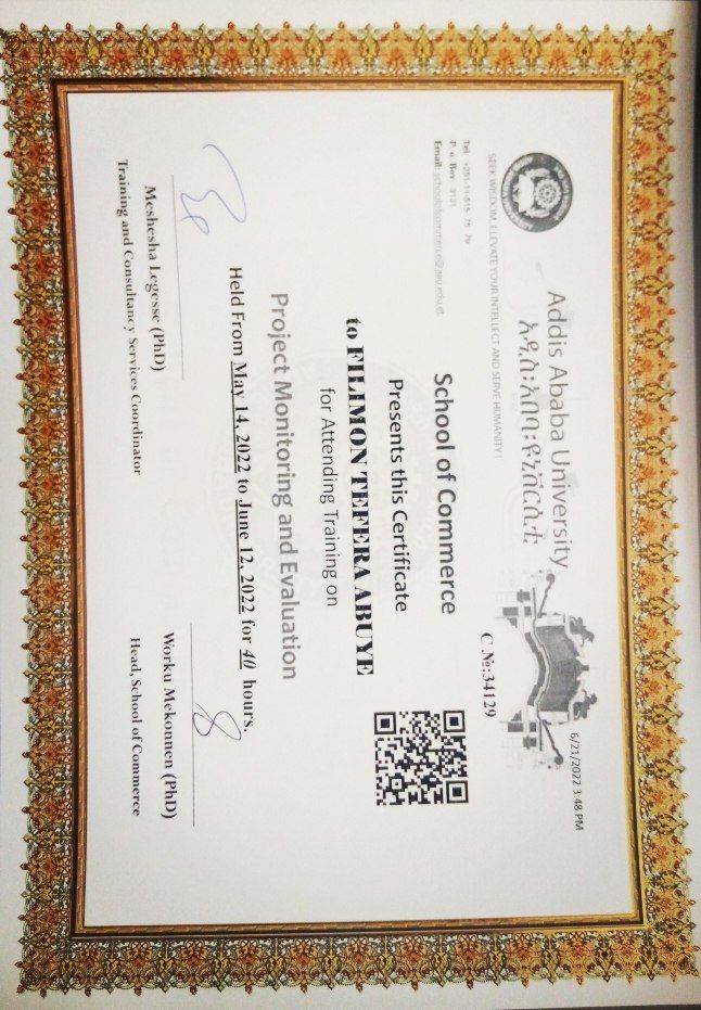 Filimon Tefera on LinkedIn: sucessfully accomplished project monitoring Filimon Tefera on LinkedIn: sucessfully accomplished project monitoring