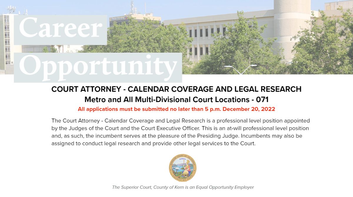Superior Court of California County of Kern on LinkedIn: We are hiring Superior Court of California County of Kern on LinkedIn: We are hiring