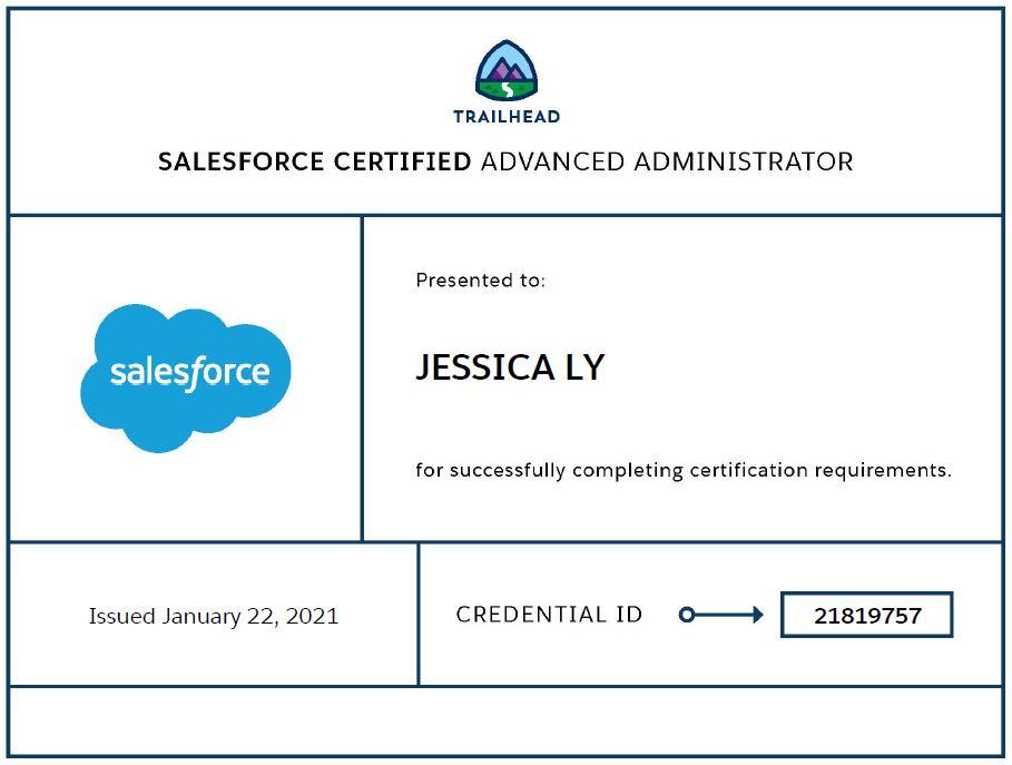Jessica Ly on LinkedIn: Pass Salesforce Advanced Administrator Exam Jessica Ly on LinkedIn: Pass Salesforce Advanced Administrator Exam