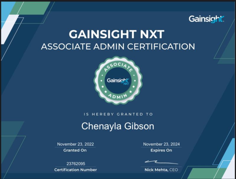 Chenayla Gibson on LinkedIn: #gainsight #administrator #gainsightadmin Chenayla Gibson on LinkedIn: #gainsight #administrator #gainsightadmin