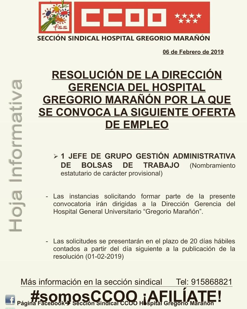 torpe texto Disciplinario Sección sindical CCOO Hospital Gregorio Marañón - Delegado de prevención de  riesgos laborales - CCOO | LinkedIn