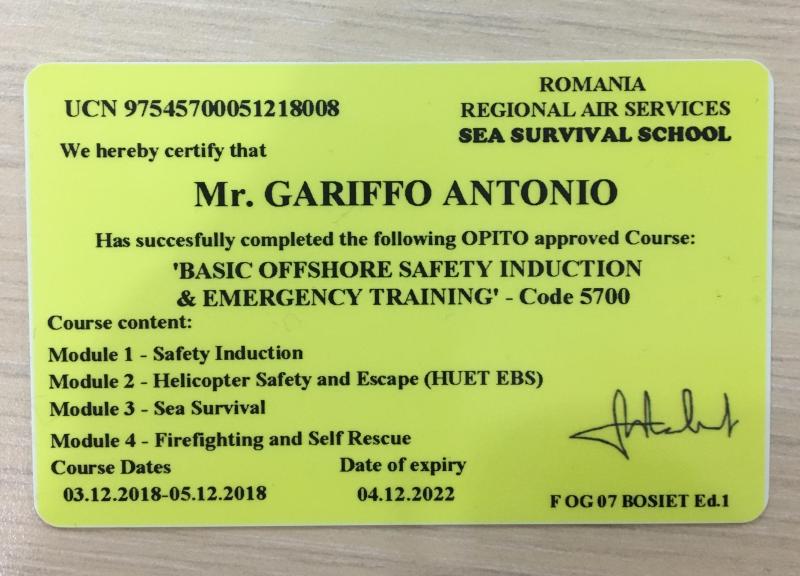 Antonio Gariffo on LinkedIn: OPITO BOSIET Certificate achieved 16 Antonio Gariffo on LinkedIn: OPITO BOSIET Certificate achieved 16