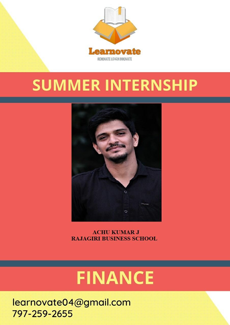 Achu Kumar J on LinkedIn: #financeinternship #learnovate # Achu Kumar J on LinkedIn: #financeinternship #learnovate #