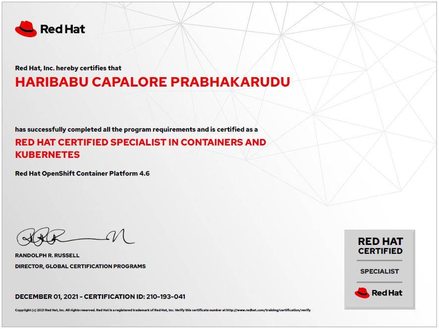 Haribabu CP on LinkedIn: Completed my first Redhat certification It Haribabu CP on LinkedIn: Completed my first Redhat certification It