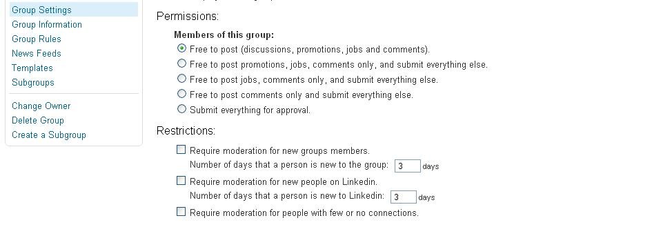 LinkedIn Groups Permissions and Restrictions 