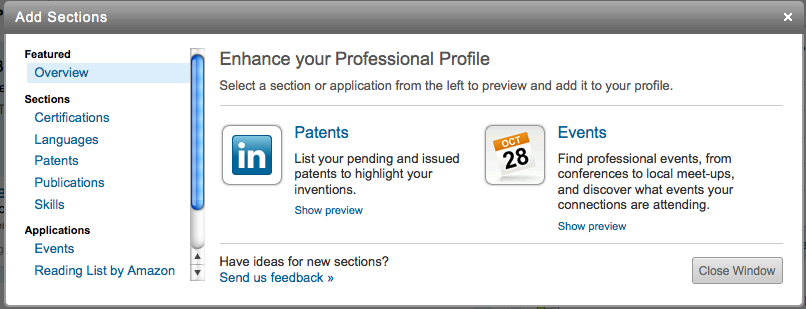 Add Sections to your LinkedIn profile