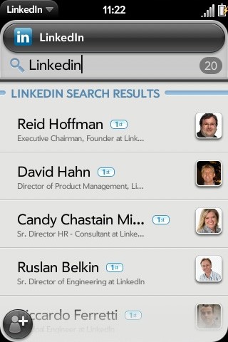 New Palm Pre (Synergy) LinkedIn app