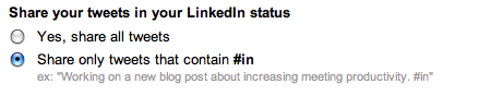 Share tweets as your LinkedIn status