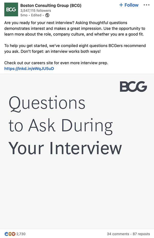 BCG LinkedIn employer brand