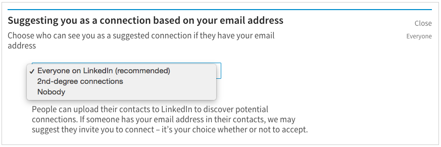 Linkedin desktop settings example