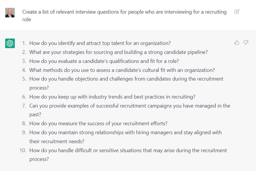 interview questions for recruiters