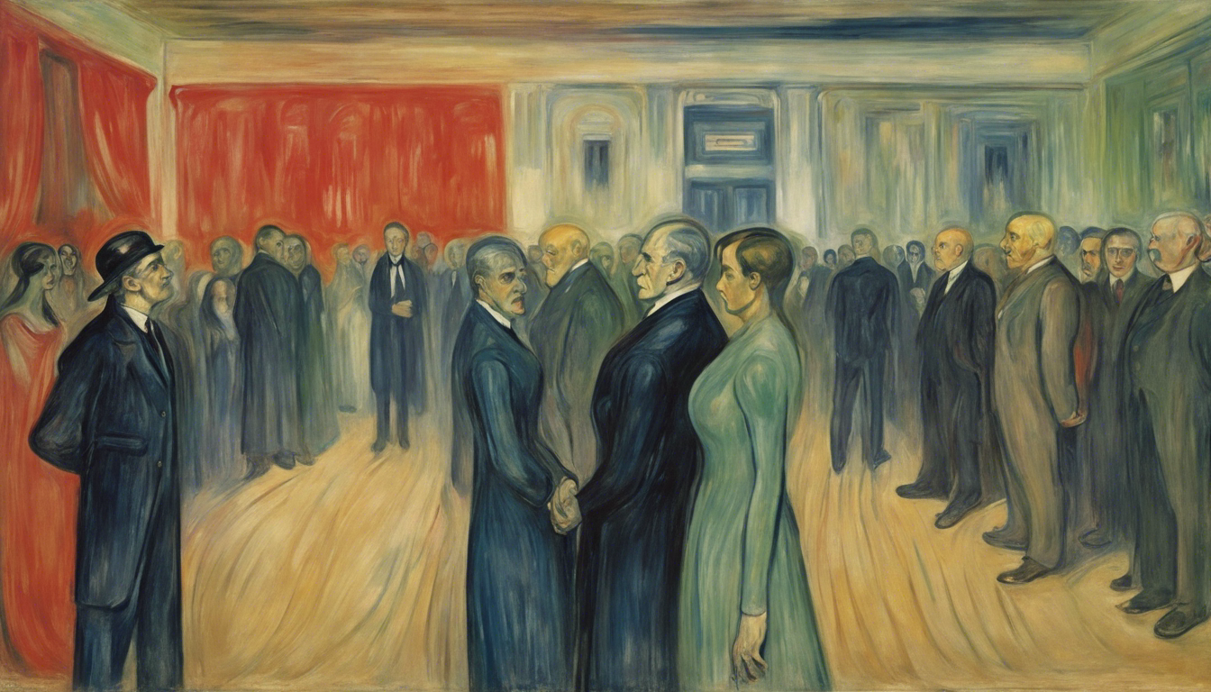 Democracy vs. Autocracy as imagined by Edvard Munch, image created by DreamStudio