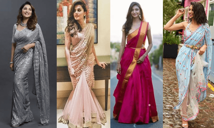 FESTIVE SAREE DRAPING IN 4 ELEGANT STYLE'S, NEW STYLES & NEW TECHNIQUES, STEP  BY STEP