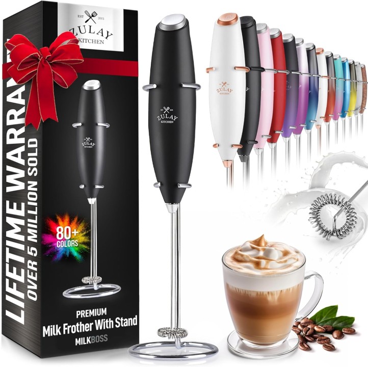 Zulay Powerful Handheld Milk Frother - Elevate Your Coffee Experience