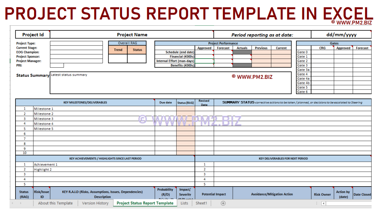 Excel Project Status Report Template Excel Project Status Report Template