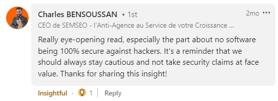 A user's feedback on software security claims by development companies in Lebanon.