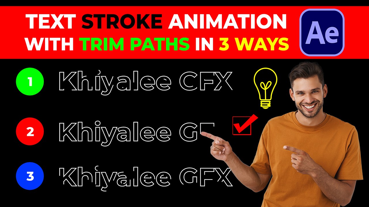 Text Stroke Animation With Trim Paths In 3 Ways After Effects Tutorial |  English Subtitles
