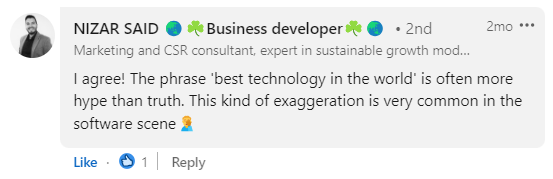 A user's feedback on software development companies in Lebanon.