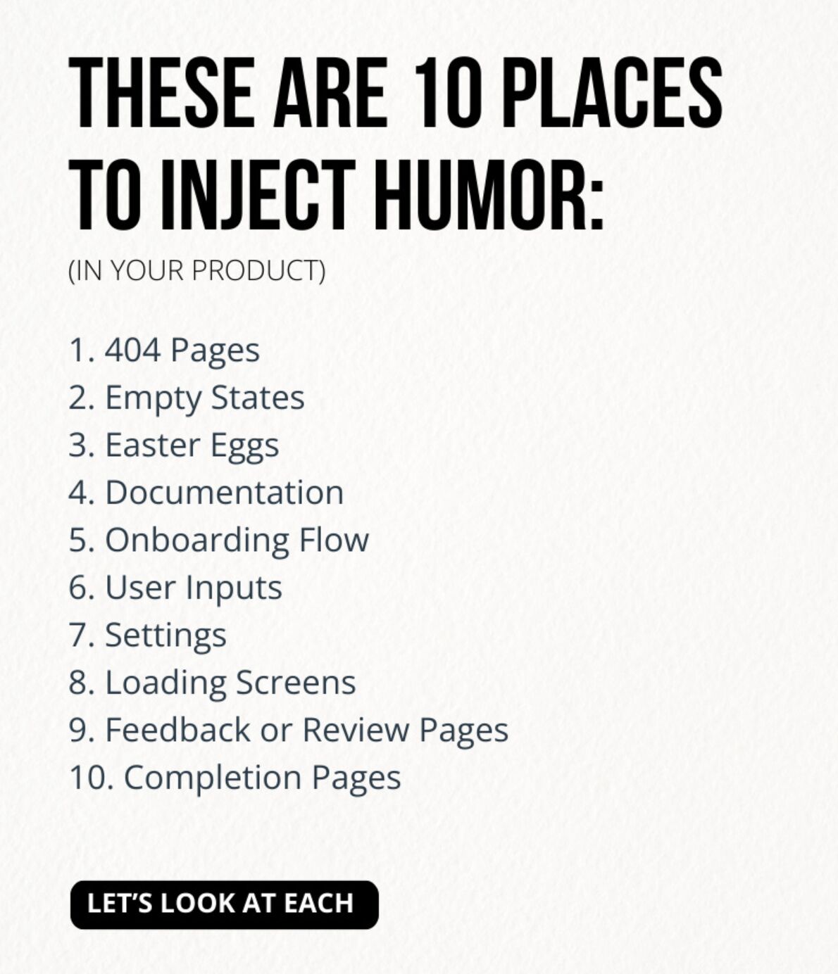 10 places to inject humor (2 minute read)