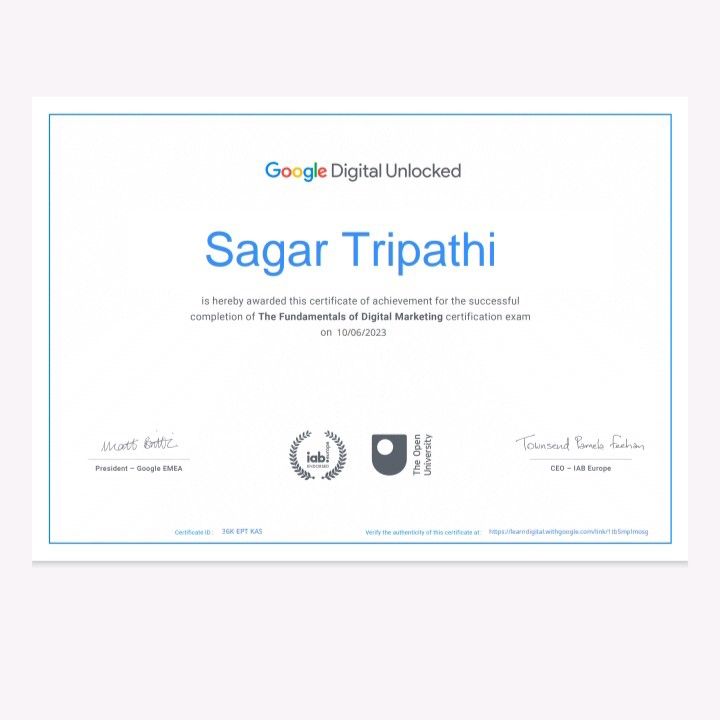 Sagar Tripathi on LinkedIn: I got Google certificate ☺️☺️and may God Sagar Tripathi on LinkedIn: I got Google certificate ☺️☺️and may God