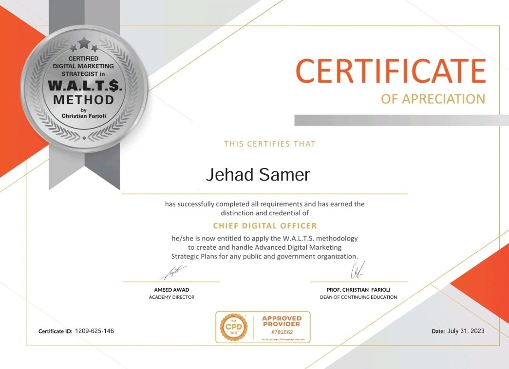 Jehad Aqrooq on LinkedIn: Chief Digital Officer certificate Jehad Aqrooq on LinkedIn: Chief Digital Officer certificate