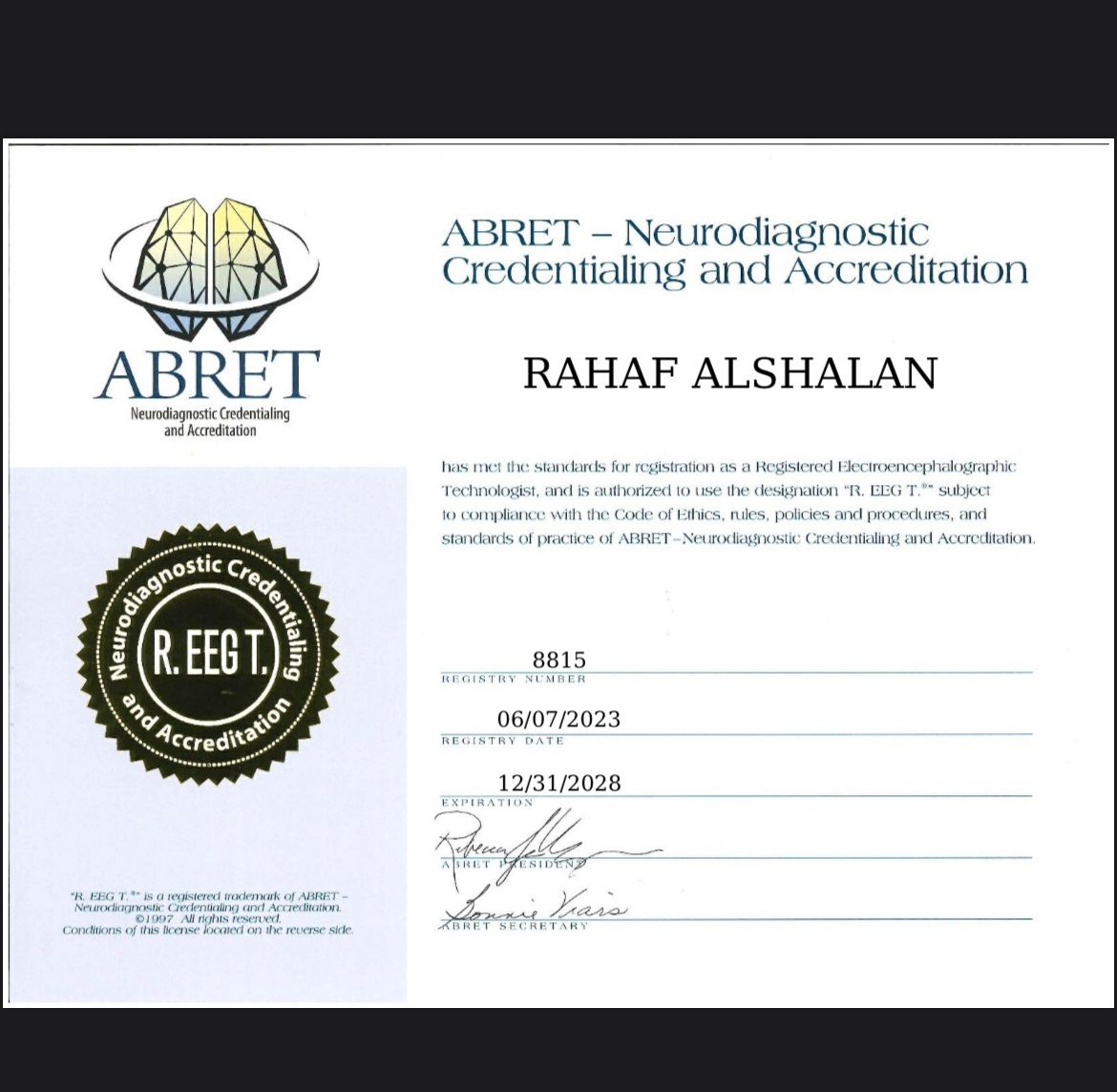 Rahaf A AlShalan (R NCS T) (R EEG T) on LinkedIn: #abret Rahaf A AlShalan (R NCS T) (R EEG T) on LinkedIn: #abret
