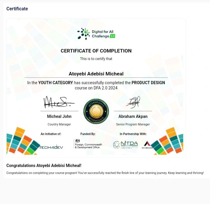 Atoyebi Micheal on LinkedIn: I got my product design certificate from Atoyebi Micheal on LinkedIn: I got my product design certificate from