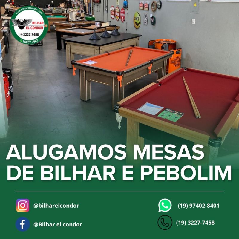 Locações de mesas de bilhar para estabelecimentos comerciais com ficheiro  ou moedeiro - BILHAR EL CONDOR