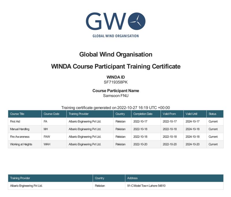 Samson Hidayat on LinkedIn: #windenergy #training #gwo #certification Samson Hidayat on LinkedIn: #windenergy #training #gwo #certification