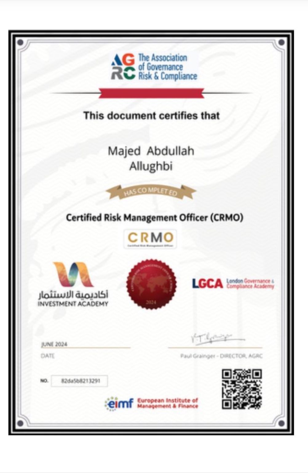 Majed Allughbi CME2 GRCP CCO CRMO Banking / Payments/ Compliance Majed Allughbi CME2 GRCP CCO CRMO Banking / Payments/ Compliance