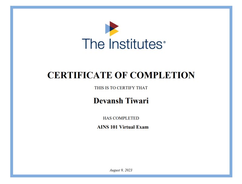 Devansh Tiwari on LinkedIn: I #39 m happy to share that I have cleared AINS Devansh Tiwari on LinkedIn: I #39 m happy to share that I have cleared AINS