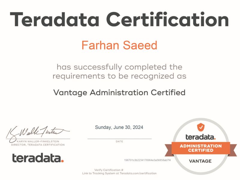 Farhan Saeed on LinkedIn: #teradata #certification #goalachieved Farhan Saeed on LinkedIn: #teradata #certification #goalachieved