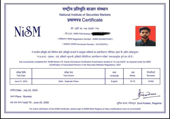 Sumit pal on LinkedIn: Iam happy to share the achievement of NISM Sumit pal on LinkedIn: Iam happy to share the achievement of NISM