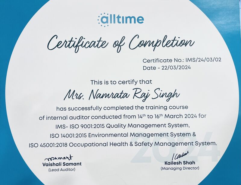 Namrata Raj on LinkedIn: An honorable achievement for certification of Namrata Raj on LinkedIn: An honorable achievement for certification of