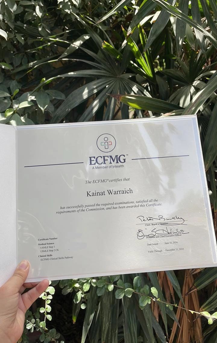 Kainat Warraich on LinkedIn: Happy to receive my ECFMG Certificate The Kainat Warraich on LinkedIn: Happy to receive my ECFMG Certificate The