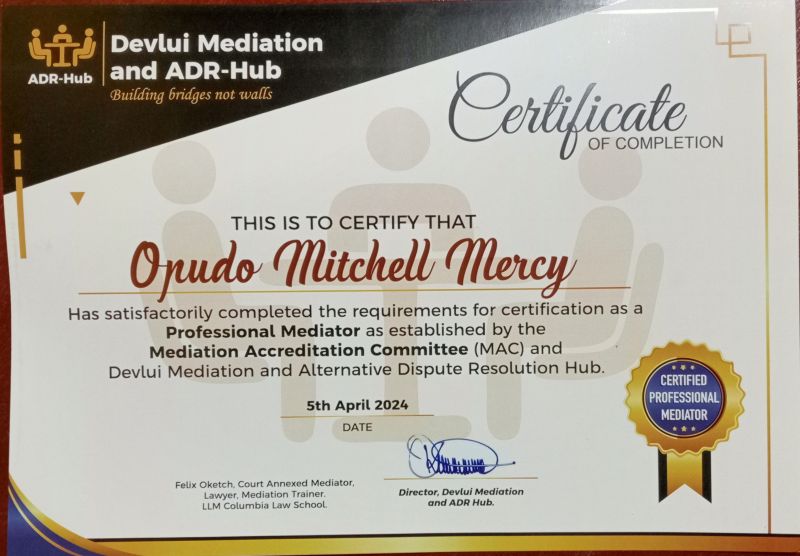 Opudo Mitchell on LinkedIn: I successfully completed the Mediation Opudo Mitchell on LinkedIn: I successfully completed the Mediation