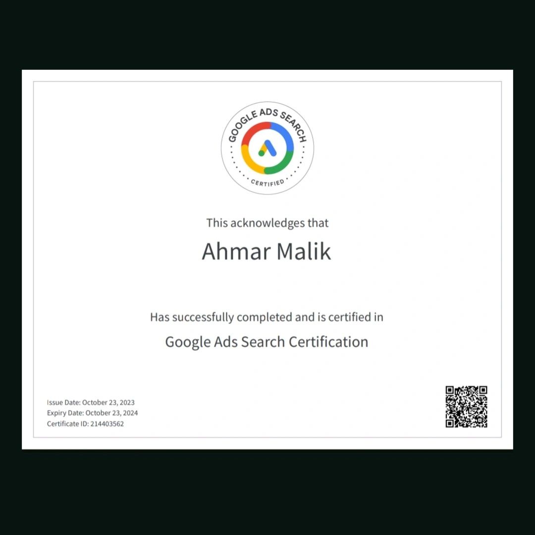 Ahmar Malik on LinkedIn: Google Ads Certification💫 Google Ads Digital Ahmar Malik on LinkedIn: Google Ads Certification💫 Google Ads Digital