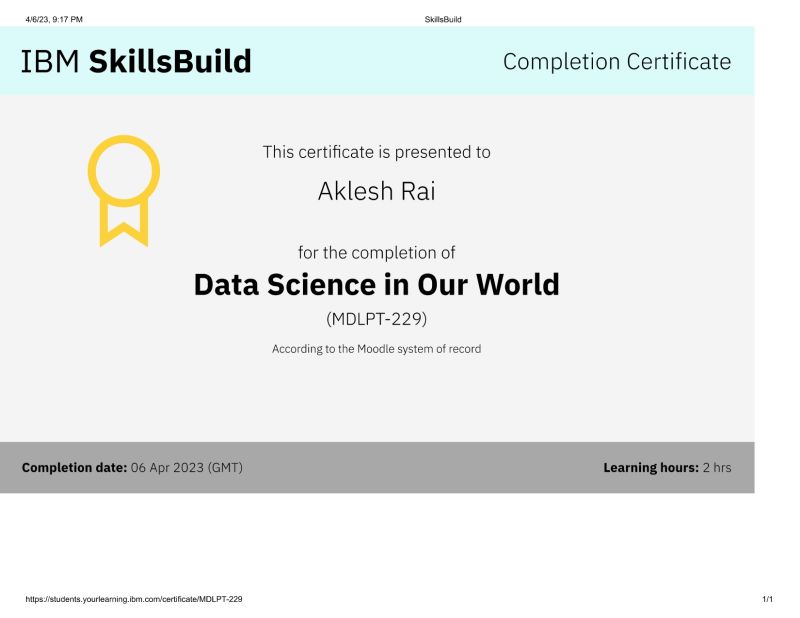 Aklesh Rai on LinkedIn: #ibm #learning #certification #data #lpu # Aklesh Rai on LinkedIn: #ibm #learning #certification #data #lpu #