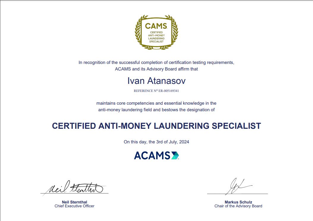 Ivan Atanasov CAMS Cafca ICA on LinkedIn: I am happy to announce Ivan Atanasov CAMS Cafca ICA on LinkedIn: I am happy to announce