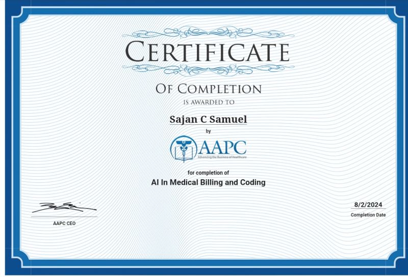 Sajan Samuel BSC(N) CCS CPC CAIMC on LinkedIn: I m happy to share that Sajan Samuel BSC(N) CCS CPC CAIMC on LinkedIn: I m happy to share that