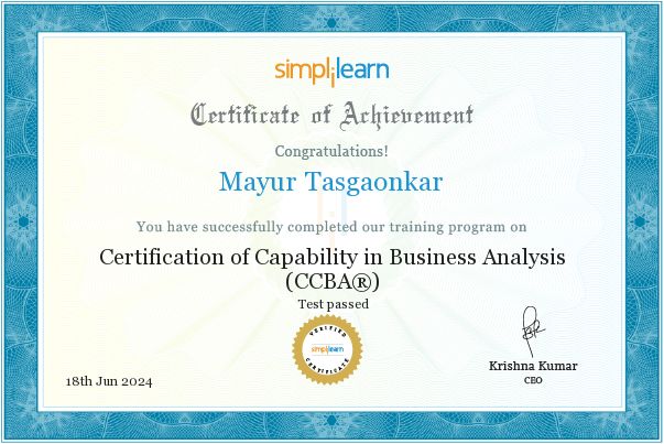 Mayur Tasgaonkar on LinkedIn: CCBA Certification CCBA Training Online Mayur Tasgaonkar on LinkedIn: CCBA Certification CCBA Training Online