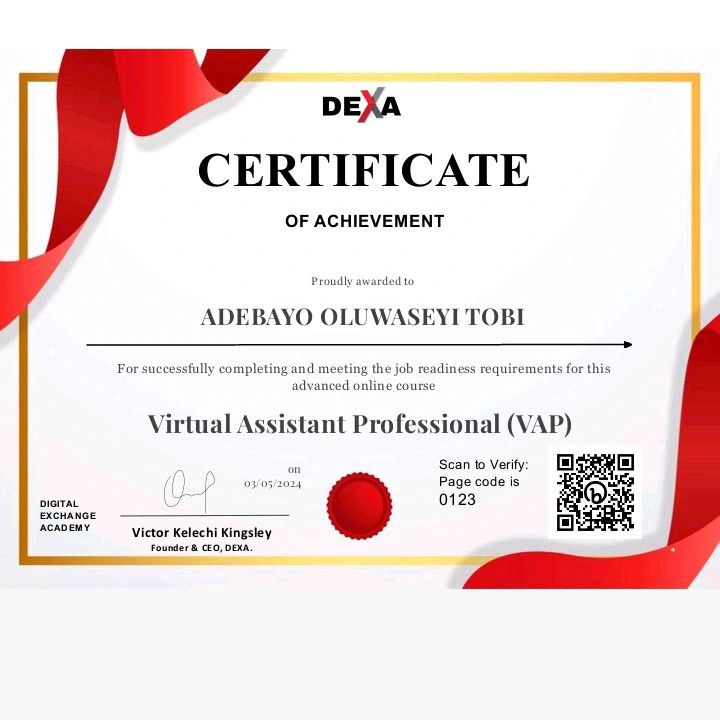 Oluwatobiloba Adebayo on LinkedIn: Upon successful completion I am Oluwatobiloba Adebayo on LinkedIn: Upon successful completion I am