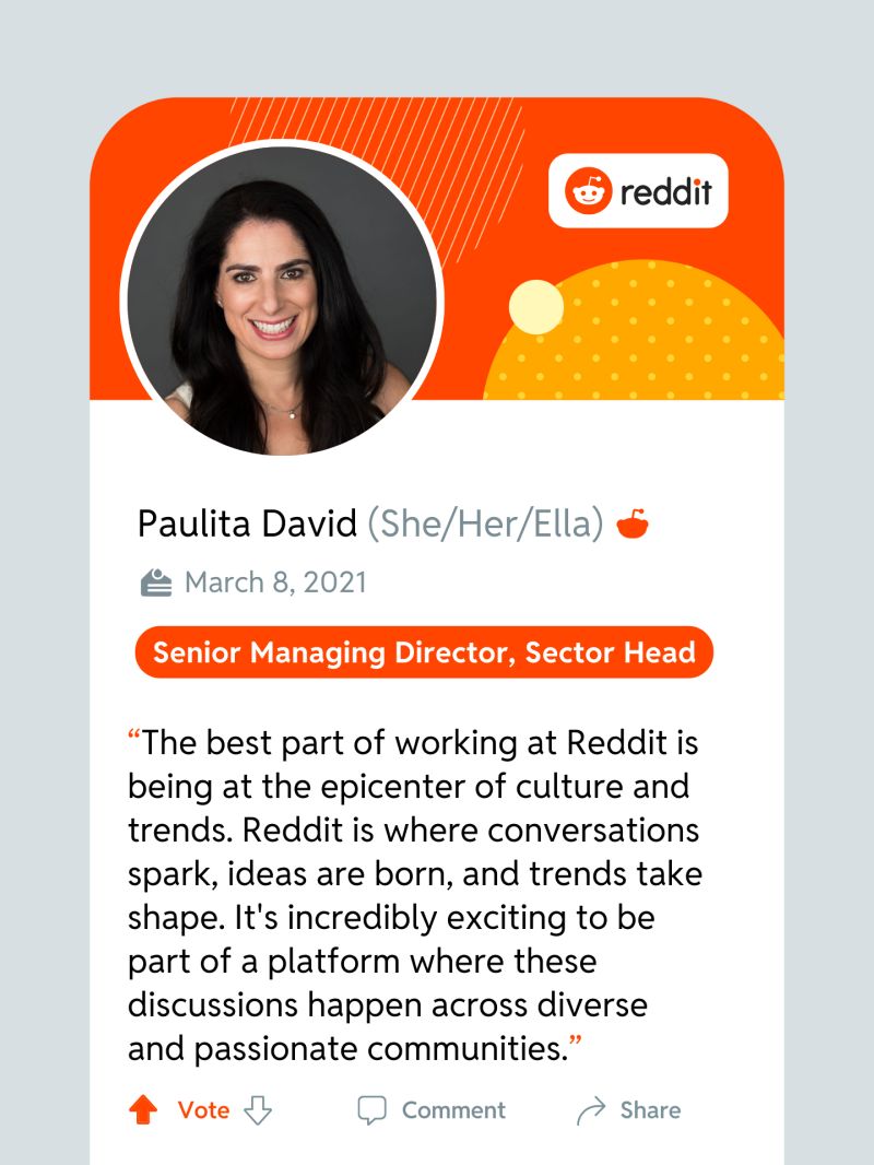 Reddit, Inc. on LinkedIn: Meet Paulita, Senior Managing Director on Reddit's  Sales team! When asked…